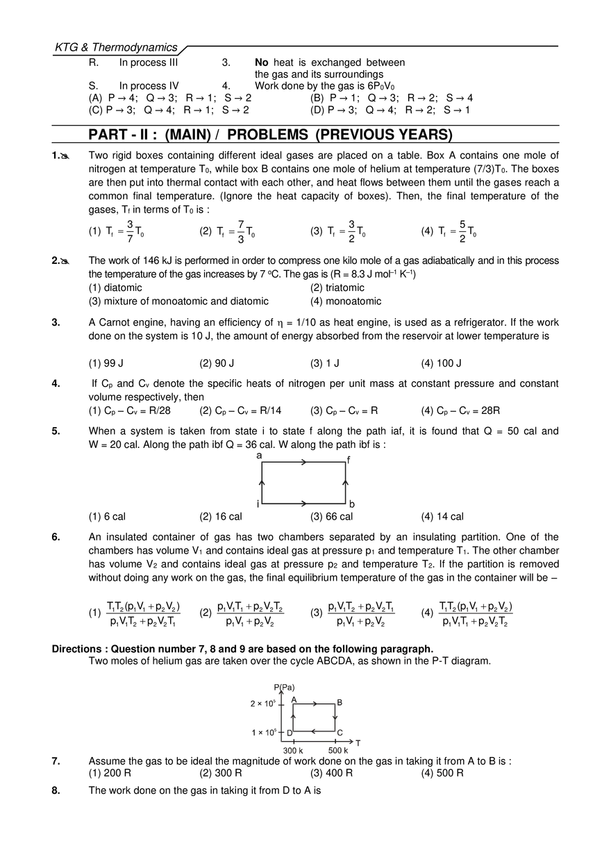 KTG & Thermodynamics Exercises - Page 20