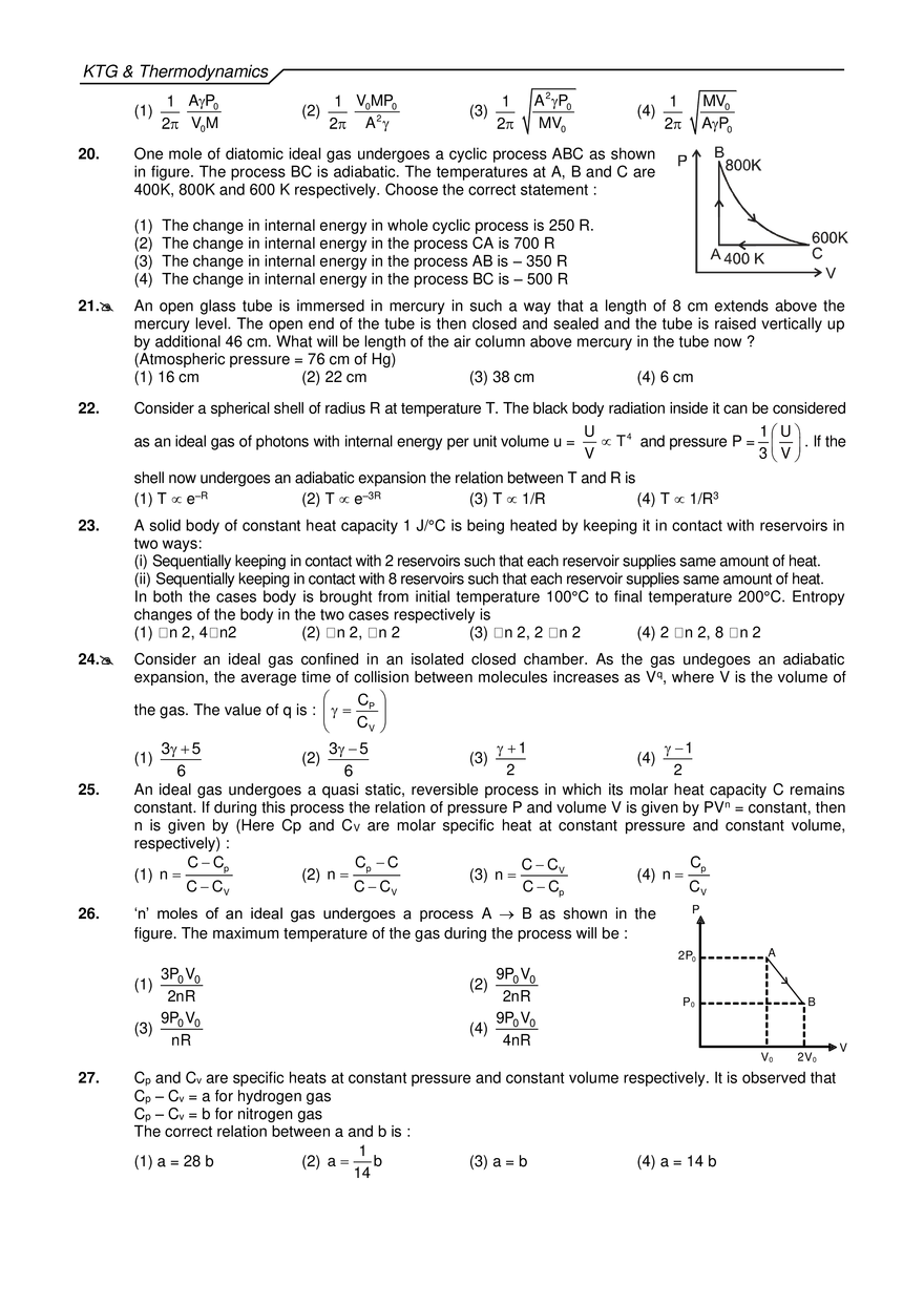 KTG & Thermodynamics Exercises - Page 22