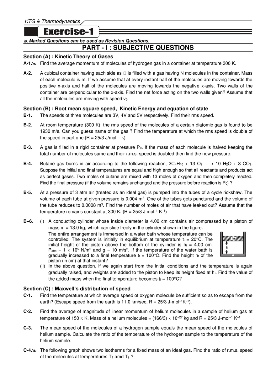 KTG & Thermodynamics Exercises - Page 1