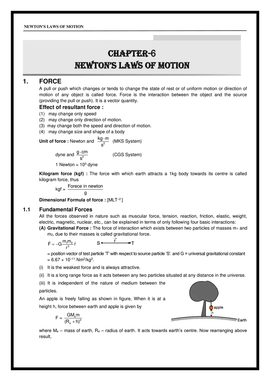 Chapter-6 Newton’s Laws of Motion - Page 1
