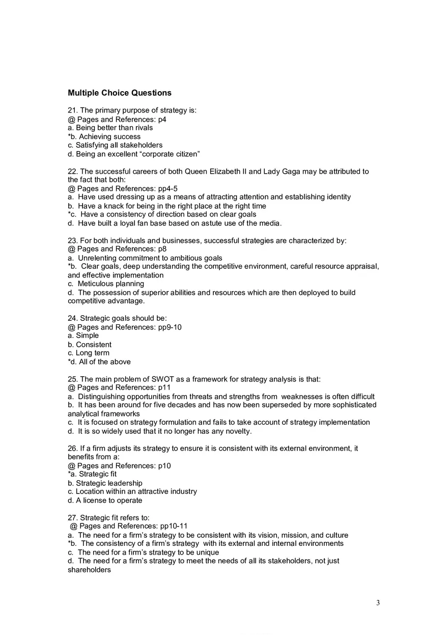 Chapter 1 The Concept of Strategy Multiple Choice - Page 1