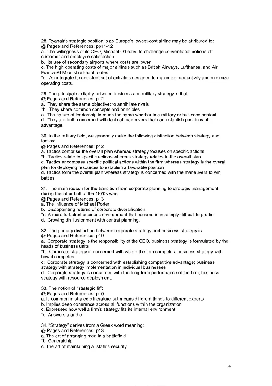Chapter 1 The Concept of Strategy Multiple Choice - Page 2