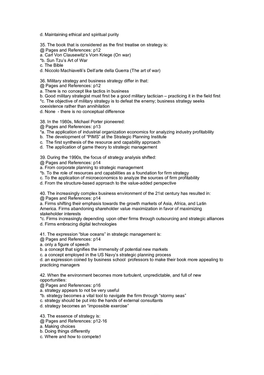 Chapter 1 The Concept of Strategy Multiple Choice - Page 3