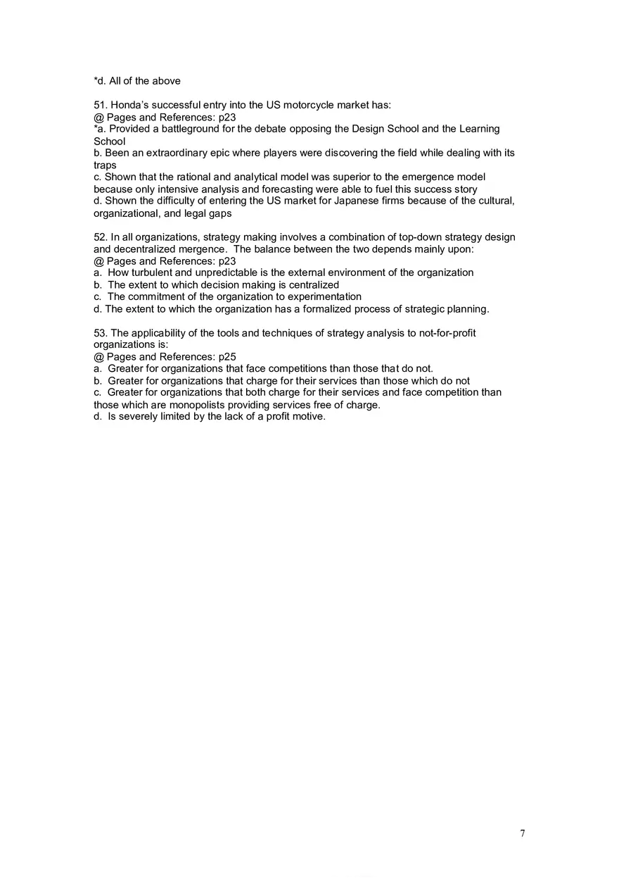Chapter 1 The Concept of Strategy Multiple Choice - Page 5