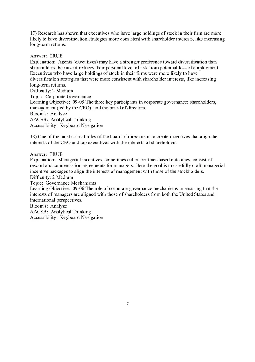 Chapter 9  Strategic Control and Corporate Governance True False - Page 7