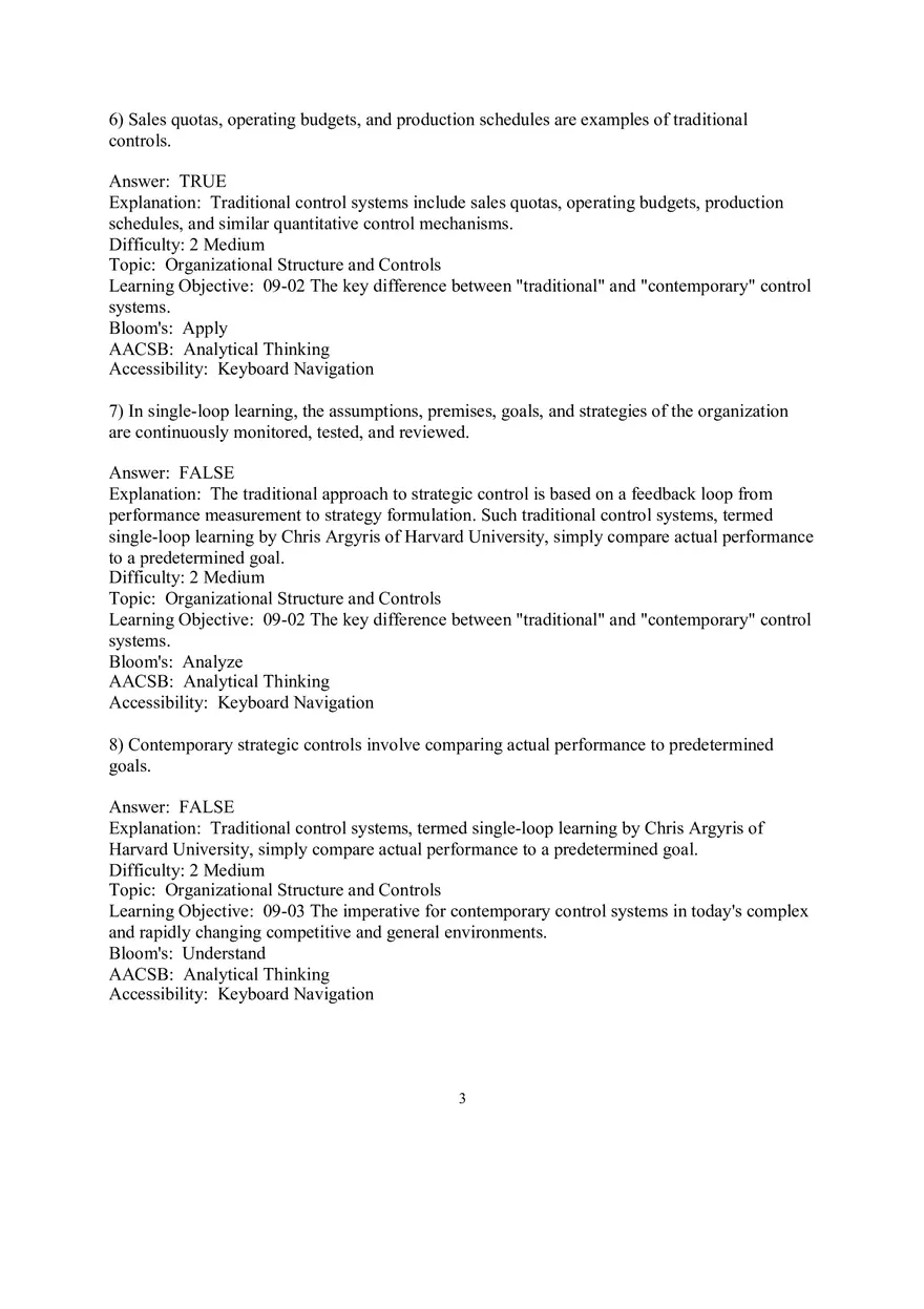 Chapter 9  Strategic Control and Corporate Governance True False - Page 3
