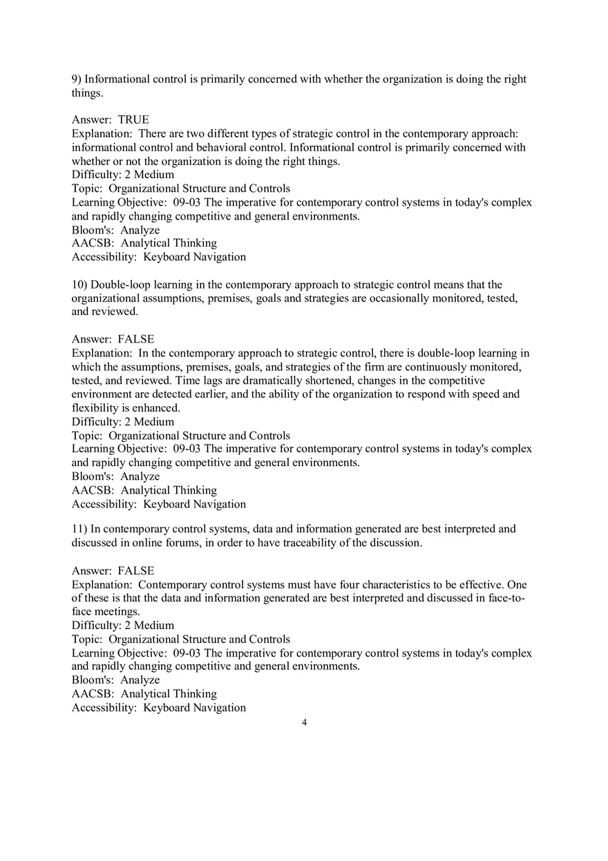 Chapter 9  Strategic Control and Corporate Governance True False - Page 4