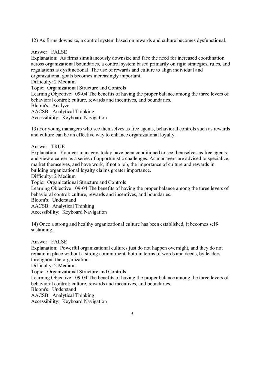 Chapter 9  Strategic Control and Corporate Governance True False - Page 5