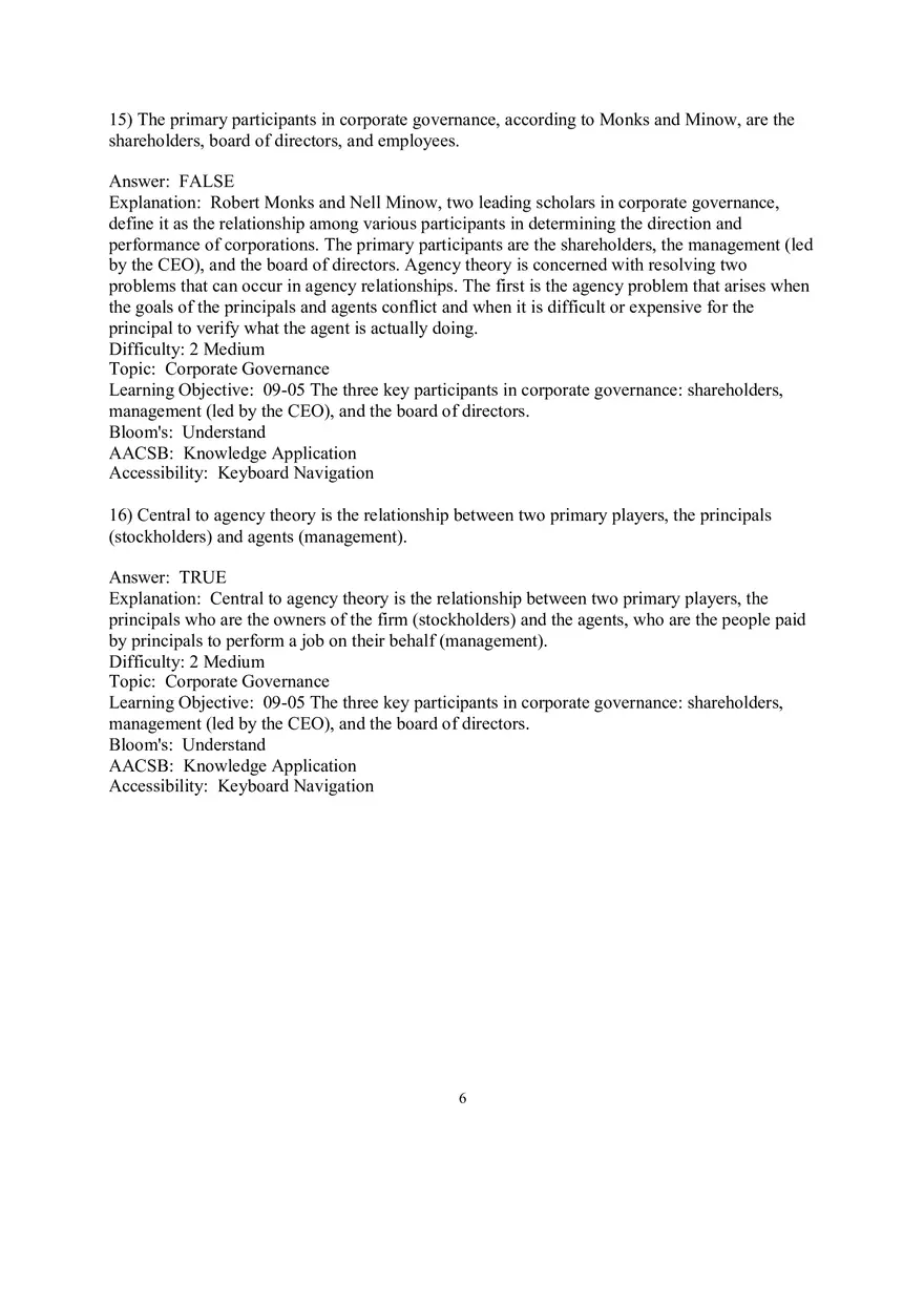 Chapter 9  Strategic Control and Corporate Governance True False - Page 6