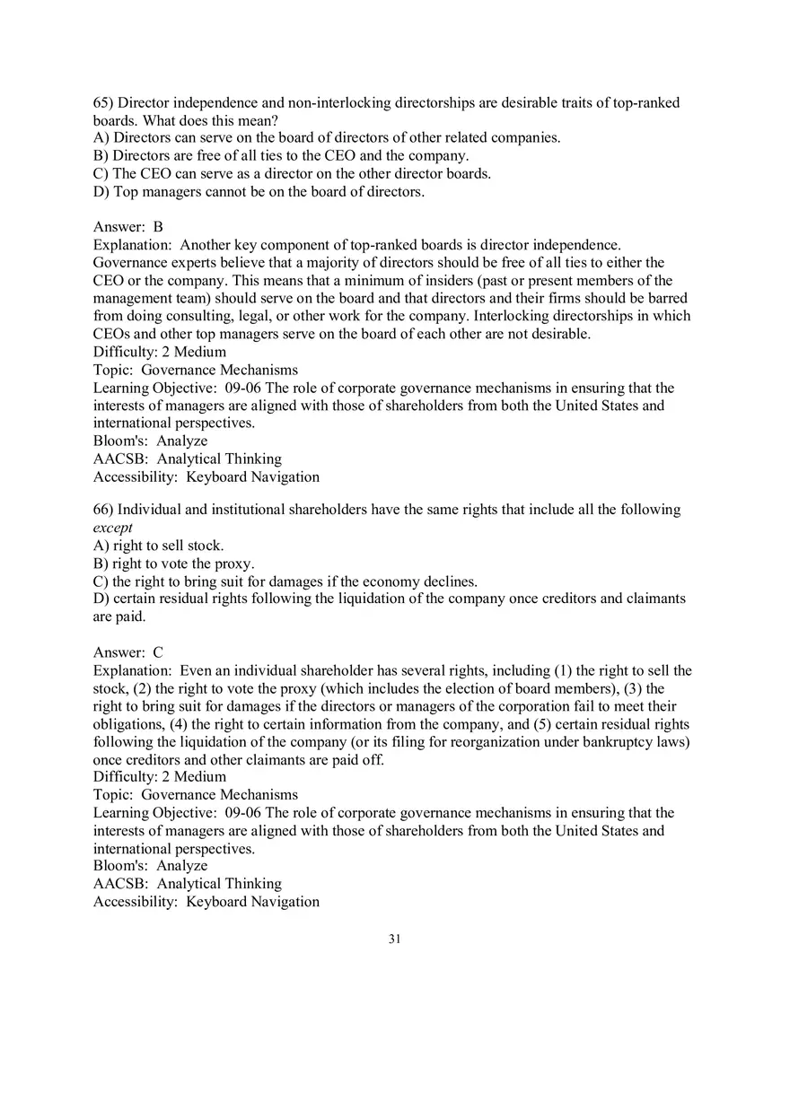 Chapter 9  Strategic Control and Corporate Governance Multiple Choice 3 - Page 7