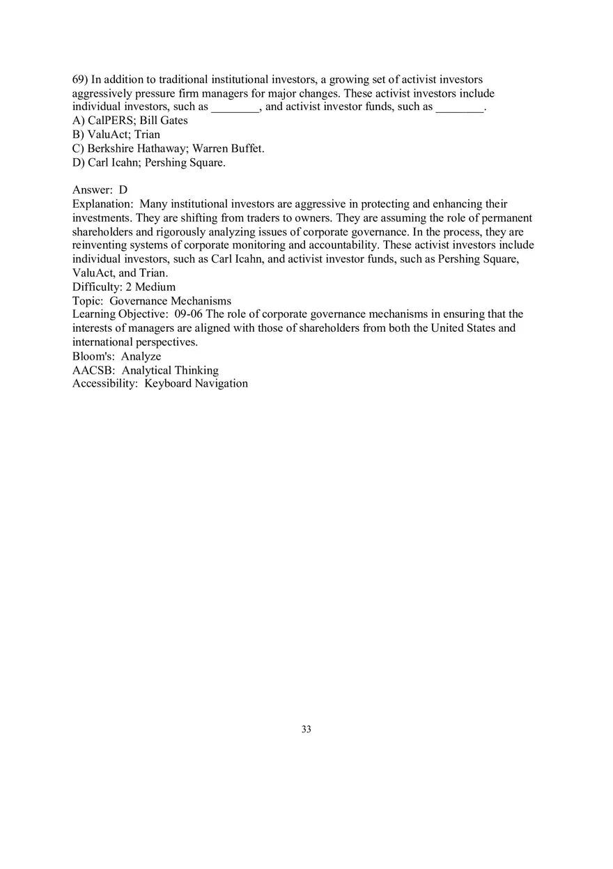 Chapter 9  Strategic Control and Corporate Governance Multiple Choice 3 - Page 9