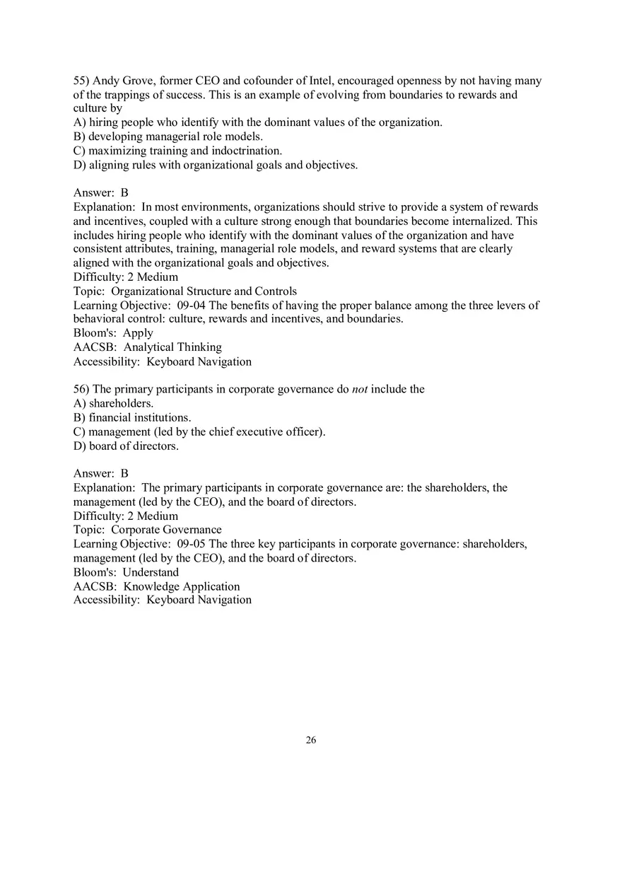 Chapter 9  Strategic Control and Corporate Governance Multiple Choice 3 - Page 2