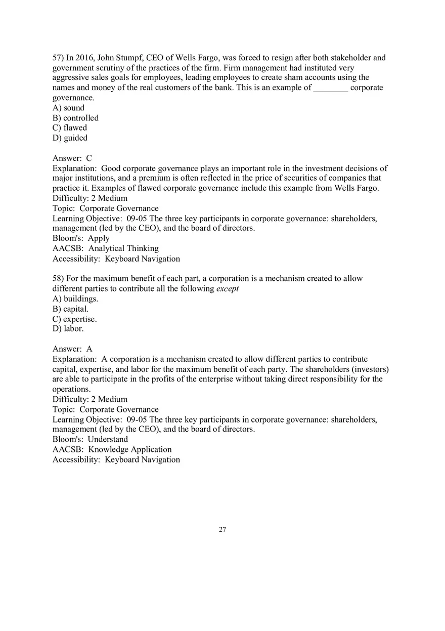 Chapter 9  Strategic Control and Corporate Governance Multiple Choice 3 - Page 3