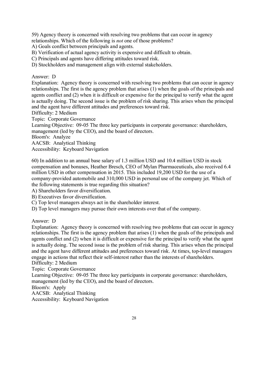 Chapter 9  Strategic Control and Corporate Governance Multiple Choice 3 - Page 4