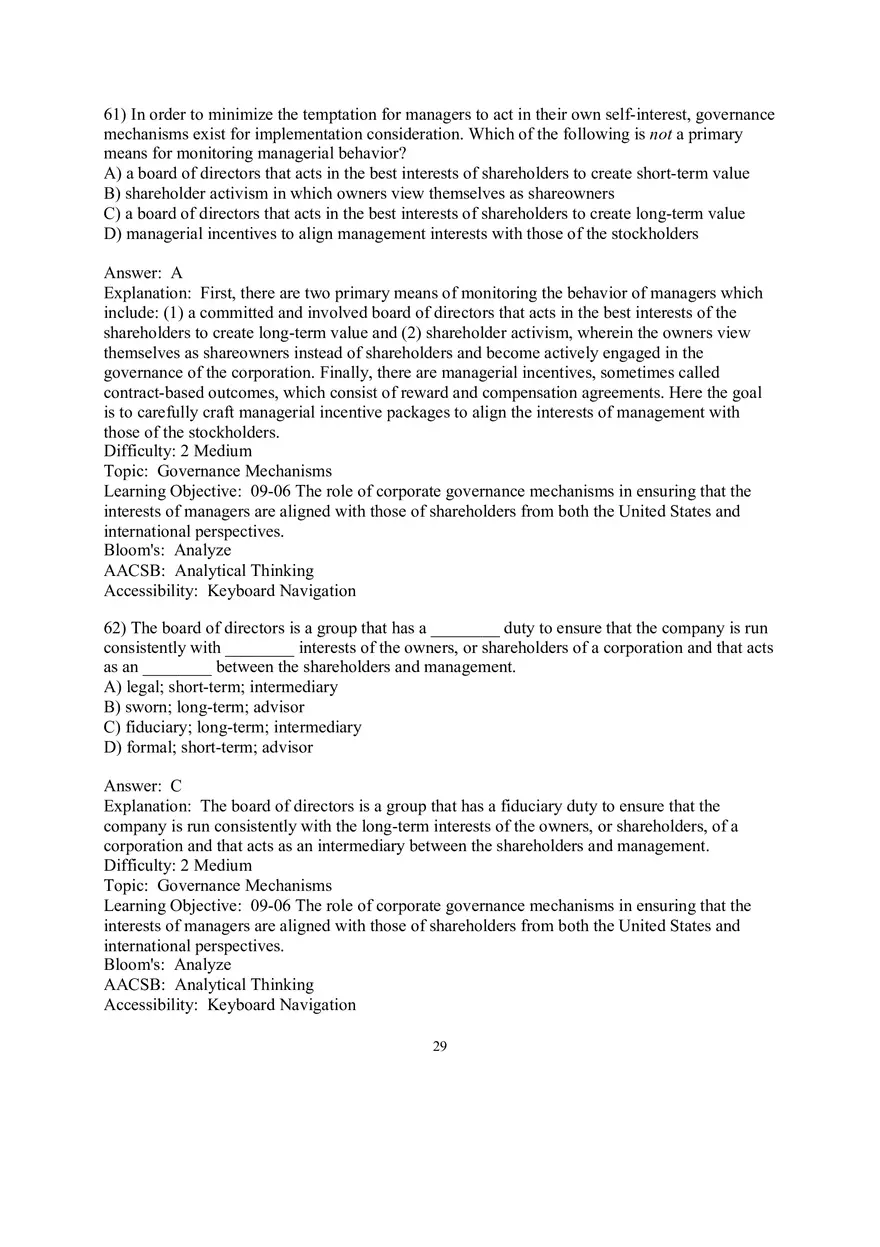 Chapter 9  Strategic Control and Corporate Governance Multiple Choice 3 - Page 5