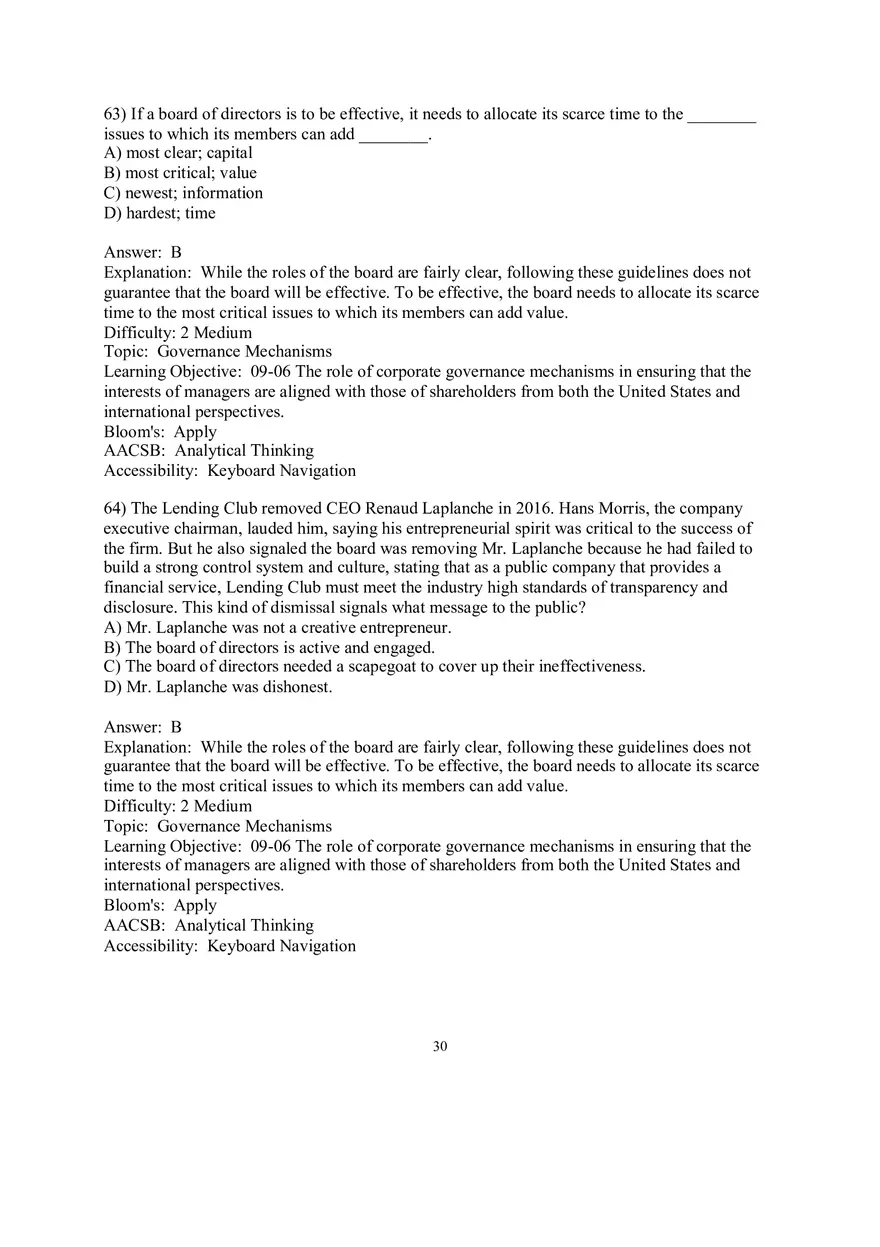 Chapter 9  Strategic Control and Corporate Governance Multiple Choice 3 - Page 6