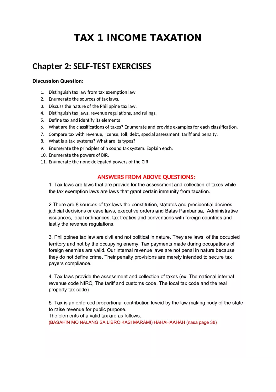 Tax 1 Income Taxation - Page 1