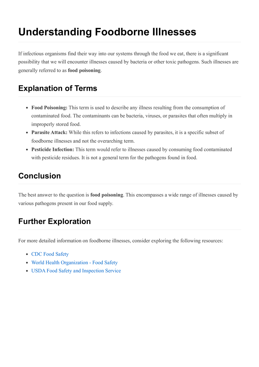 Understanding Foodborne Illnesses - Page 1