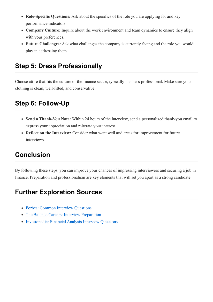 Preparing for a Finance Job Interview - Page 2