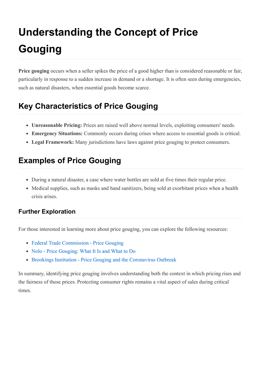 Understanding the Concept of Price Gouging - Page 1