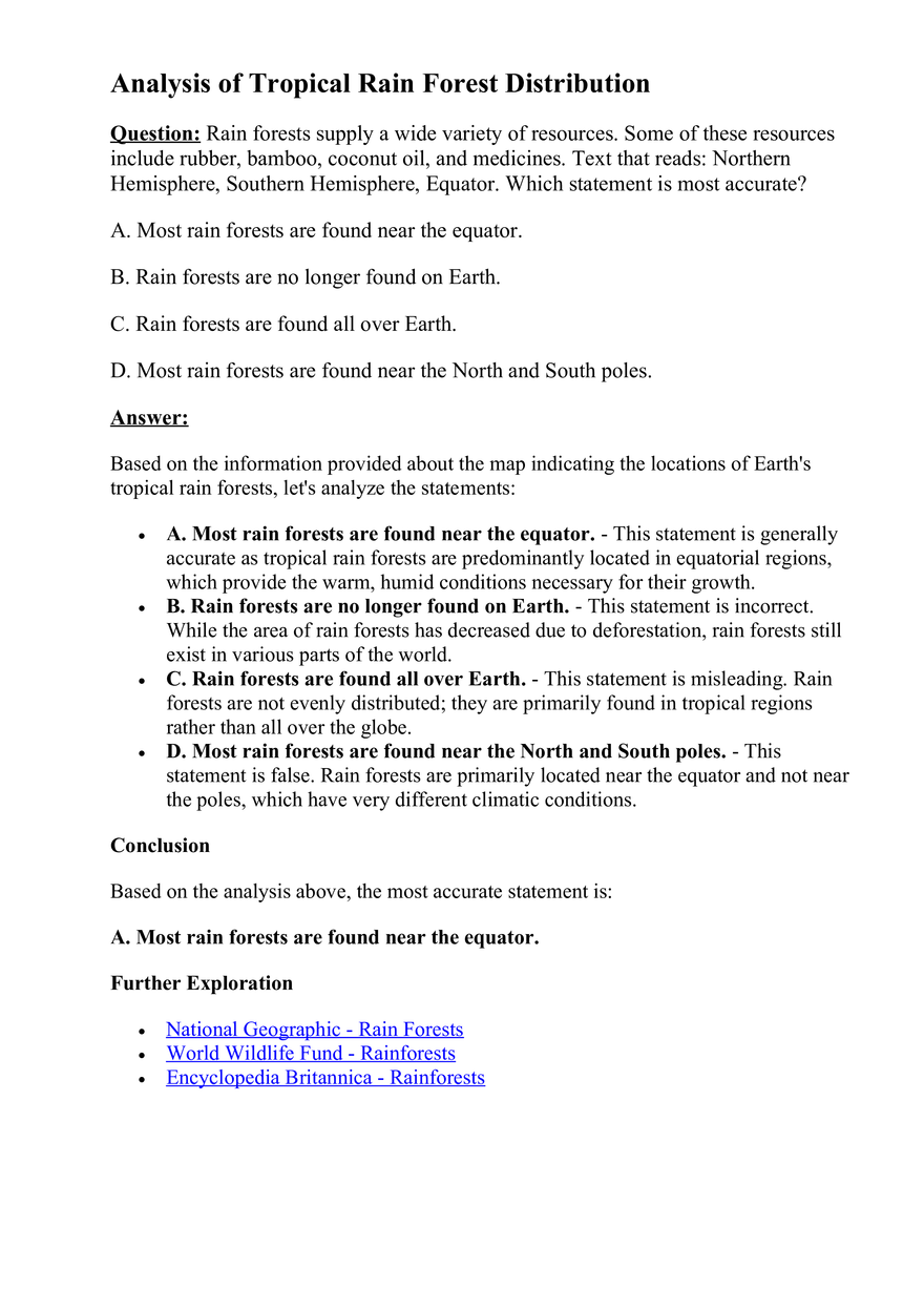 Analysis of Tropical Rain Forest Distribution - Page 1