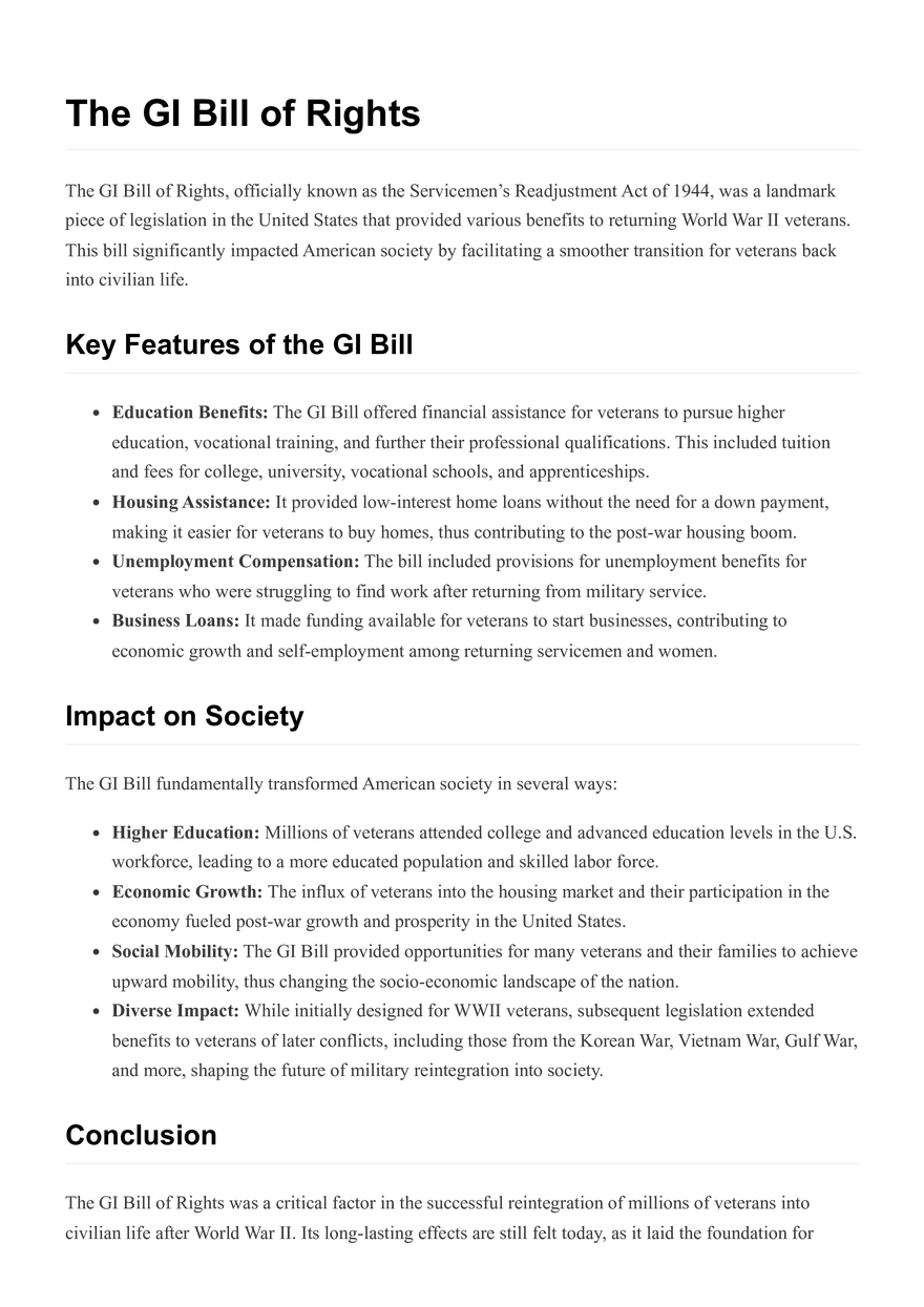 The GI Bill of Rights - Page 1