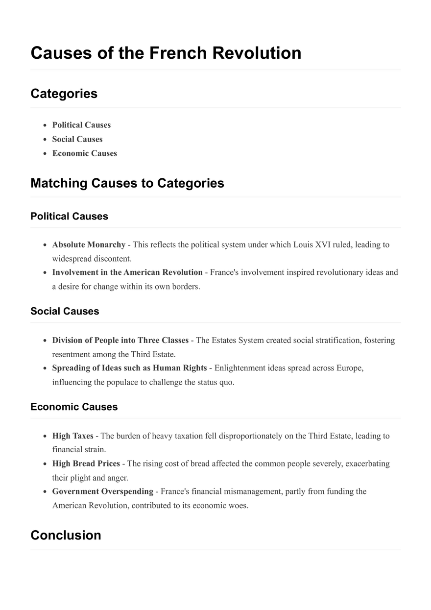 Causes of the French Revolution - Page 1