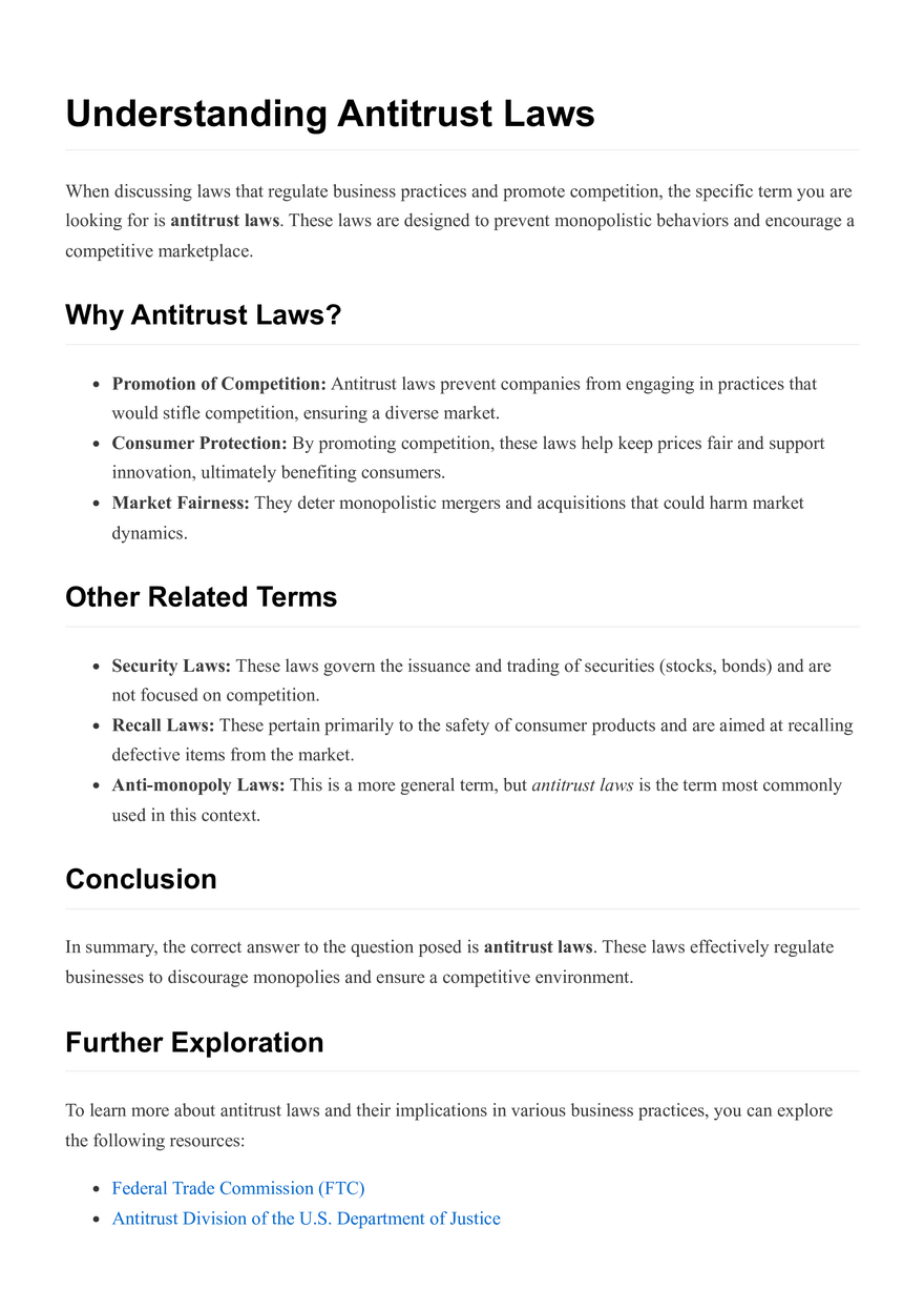 Understanding Antitrust Laws - Page 1