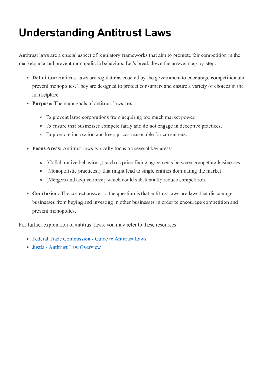 Antitrust Laws - Definition - Page 1
