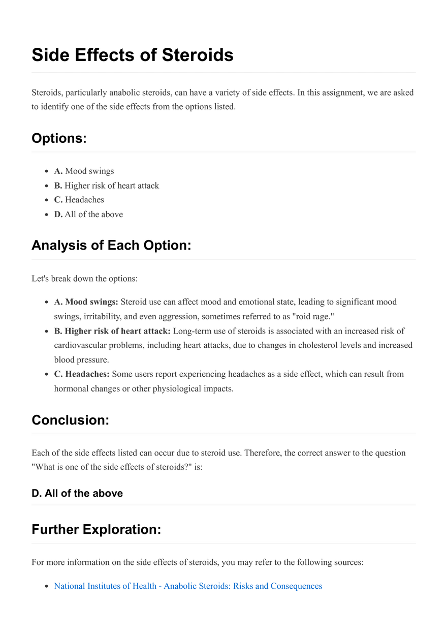 Side Effects of Steroids - Page 1