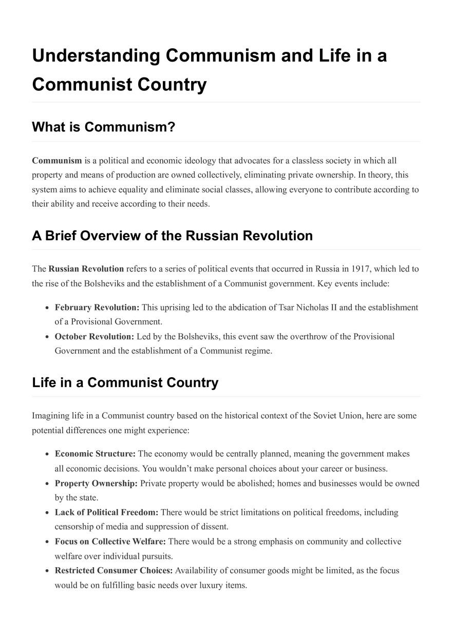 Understanding Communism and Life in a Communist Country - Page 1
