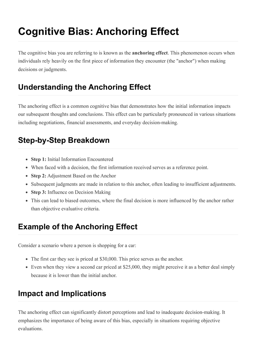 Cognitive Bias: Anchoring Effect - Page 1