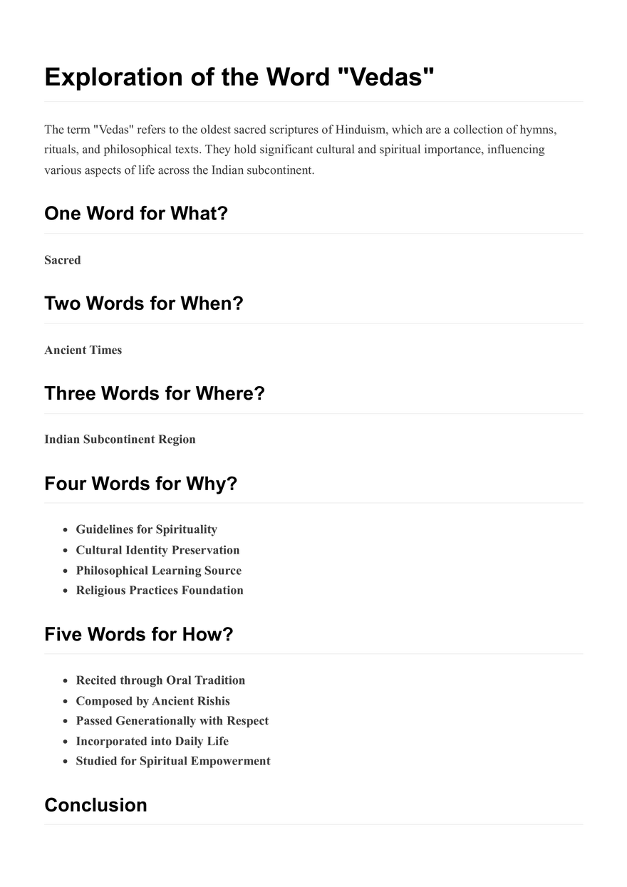 Exploration of the Word "Vedas" - Page 1