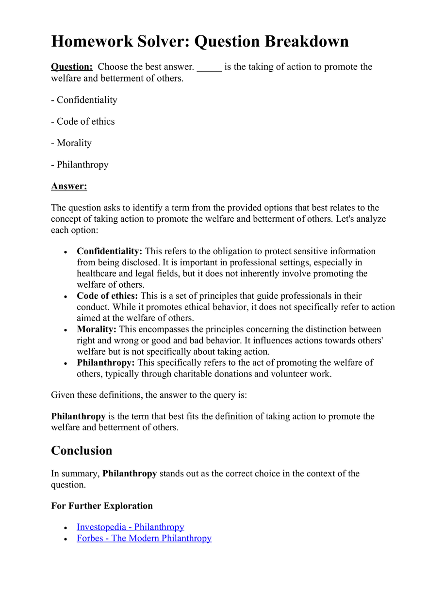 Homework Solver Question Breakdown - Philanthropy - Page 1