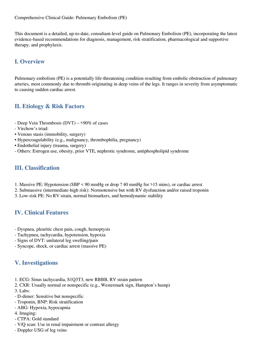 Pulmonary Embolism Consultant Guide - Page 1