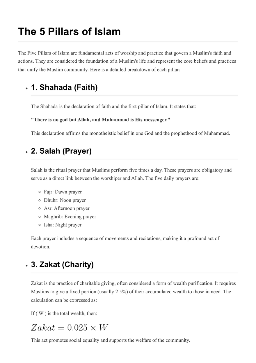 The 5 Pillars of Islam - Page 1