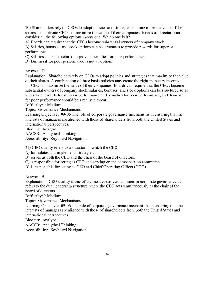 Chapter 9  Strategic Control and Corporate Governance Multiple Choice 4 - Page 1