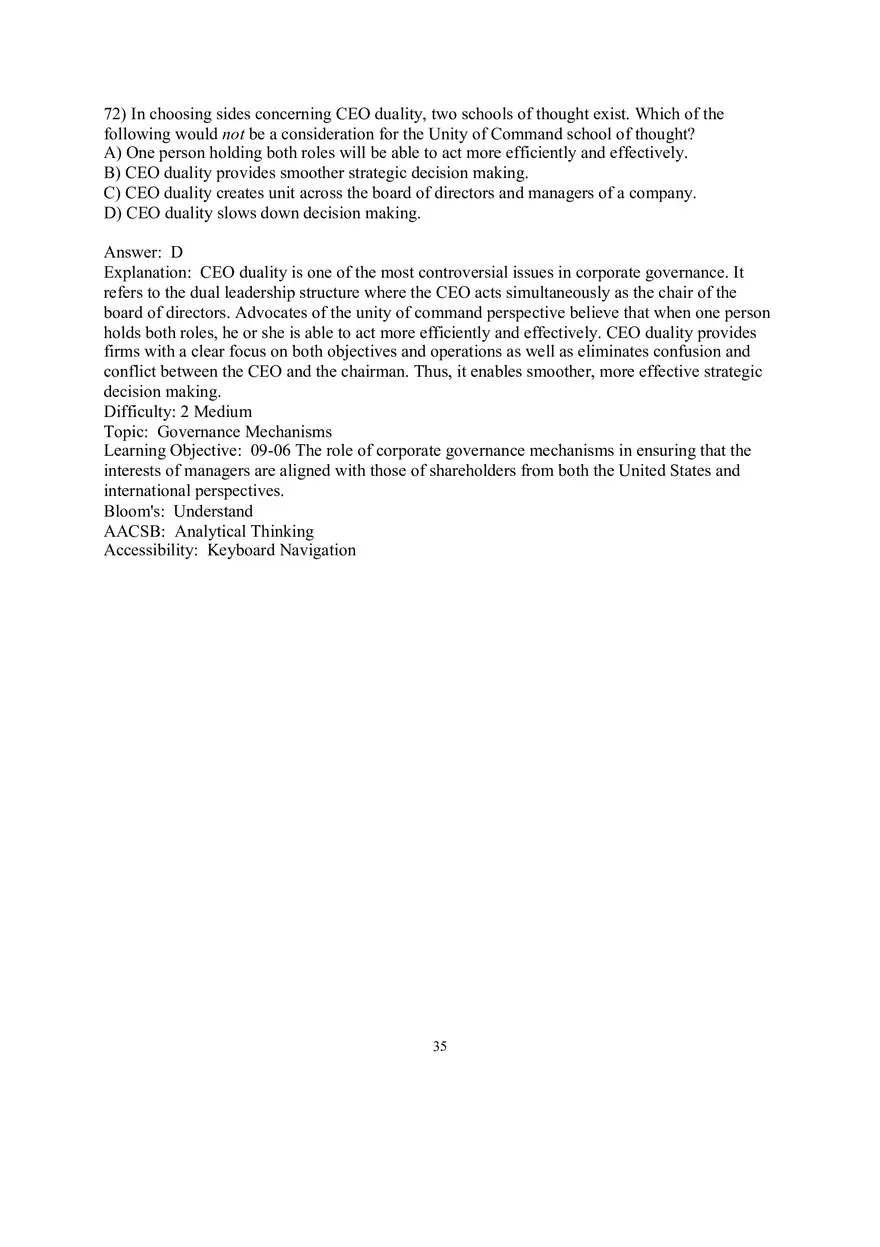 Chapter 9  Strategic Control and Corporate Governance Multiple Choice 4 - Page 2