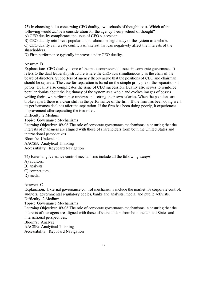 Chapter 9  Strategic Control and Corporate Governance Multiple Choice 4 - Page 3