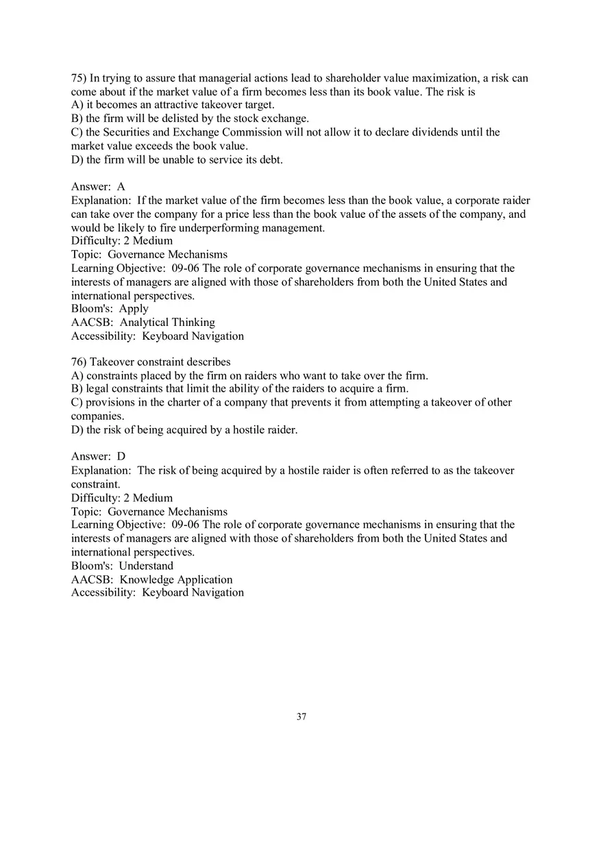 Chapter 9  Strategic Control and Corporate Governance Multiple Choice 4 - Page 4