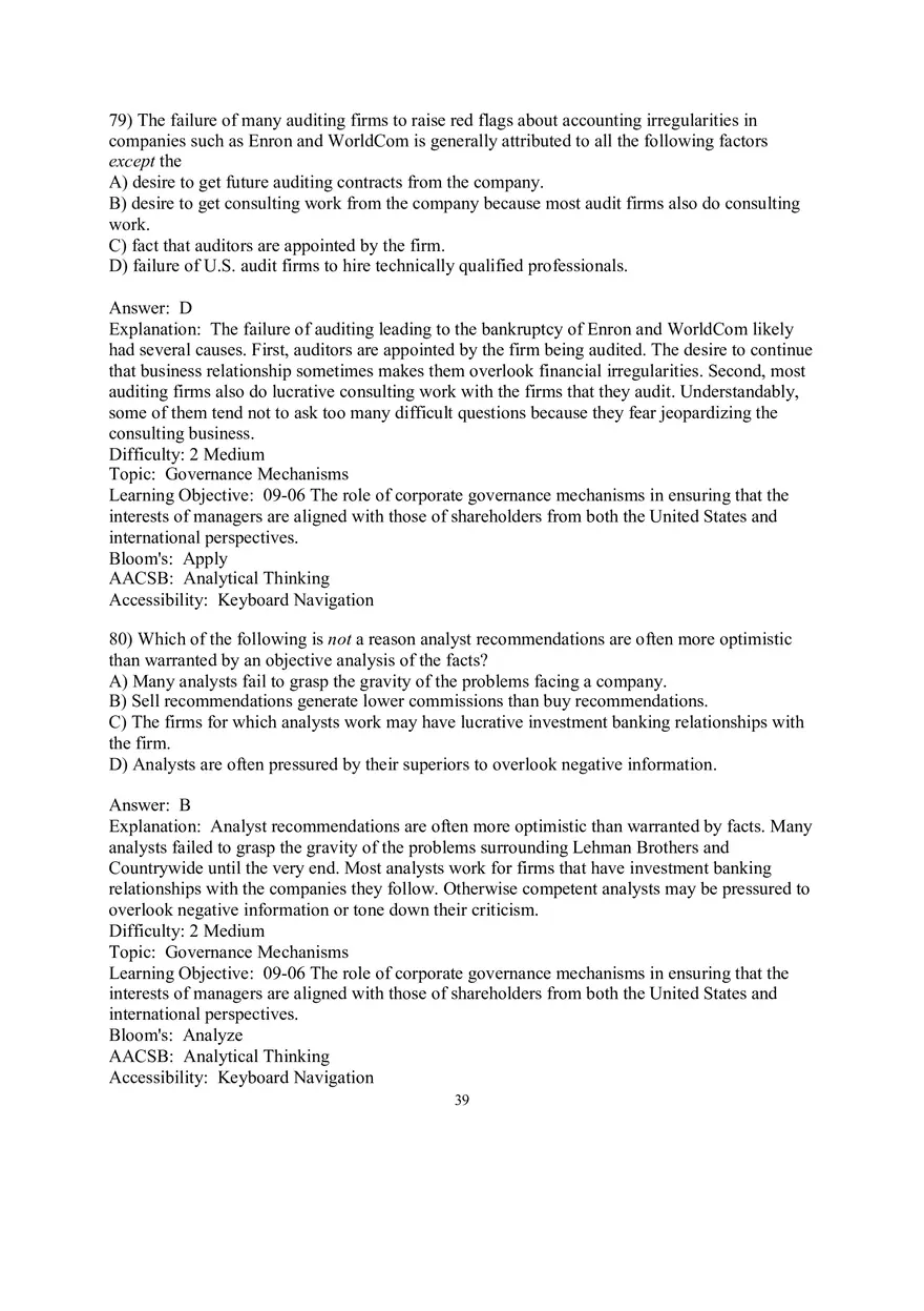 Chapter 9  Strategic Control and Corporate Governance Multiple Choice 4 - Page 6