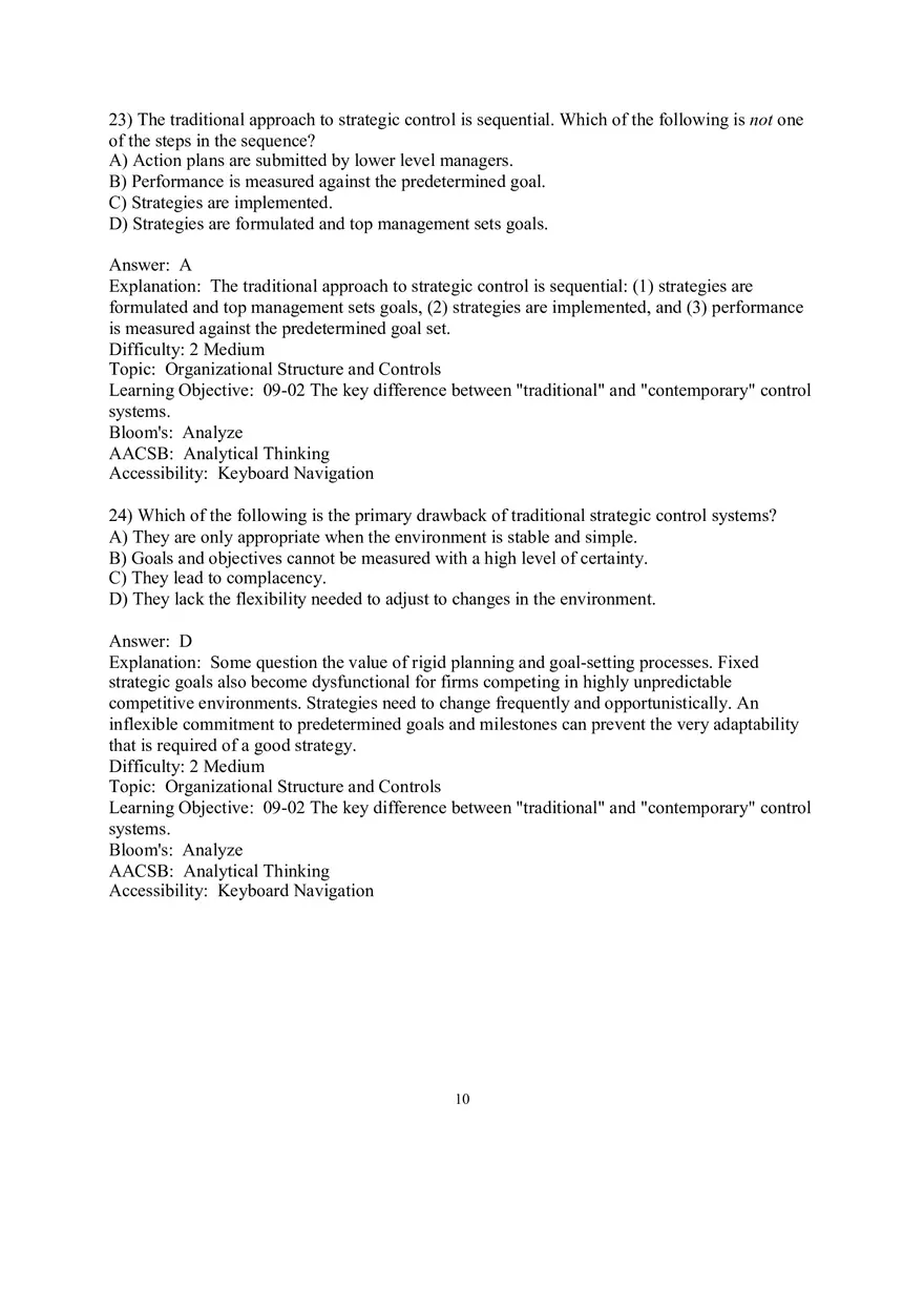 Chapter 9  Strategic Control and Corporate Governance Multiple Choice 1 - Page 2