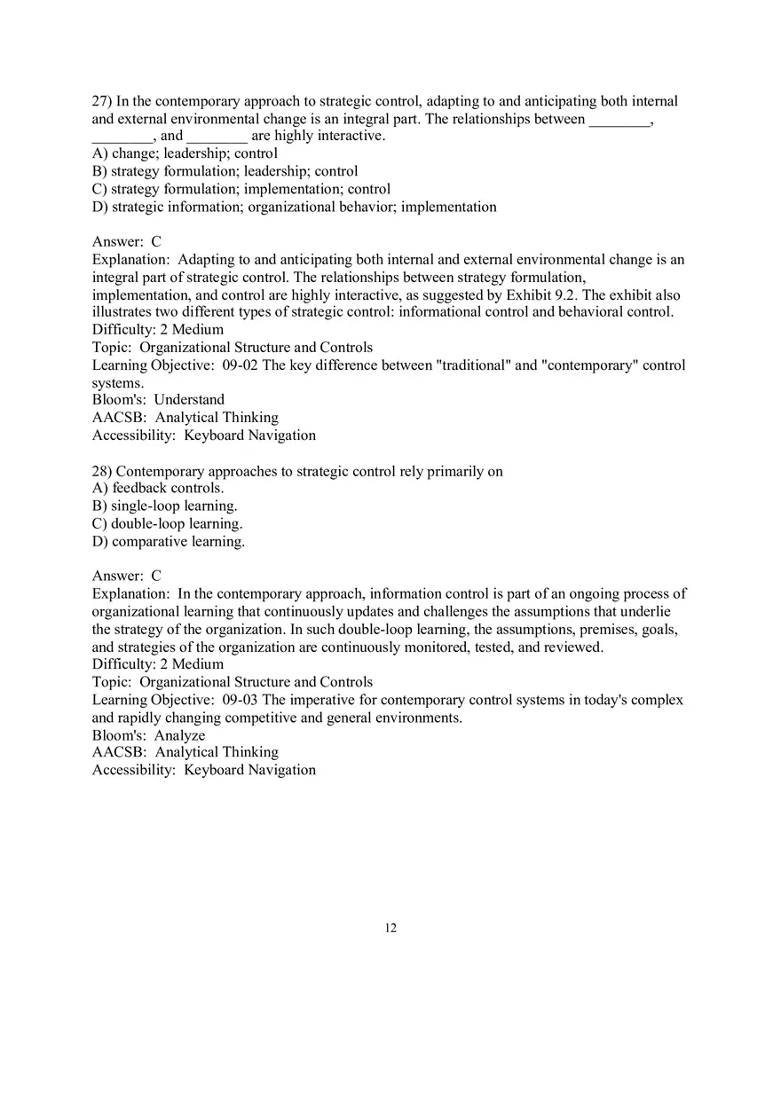 Chapter 9  Strategic Control and Corporate Governance Multiple Choice 1 - Page 4
