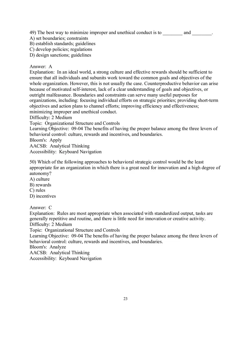 Chapter 9  Strategic Control and Corporate Governance Multiple Choice 2 - Page 7