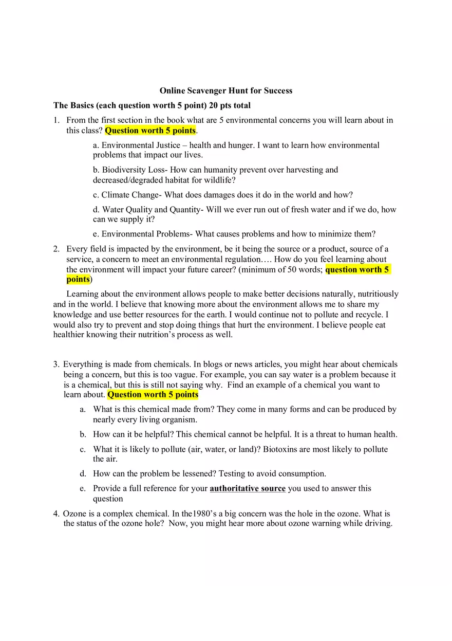 Bio Scavenger Hunt for Success - Page 1