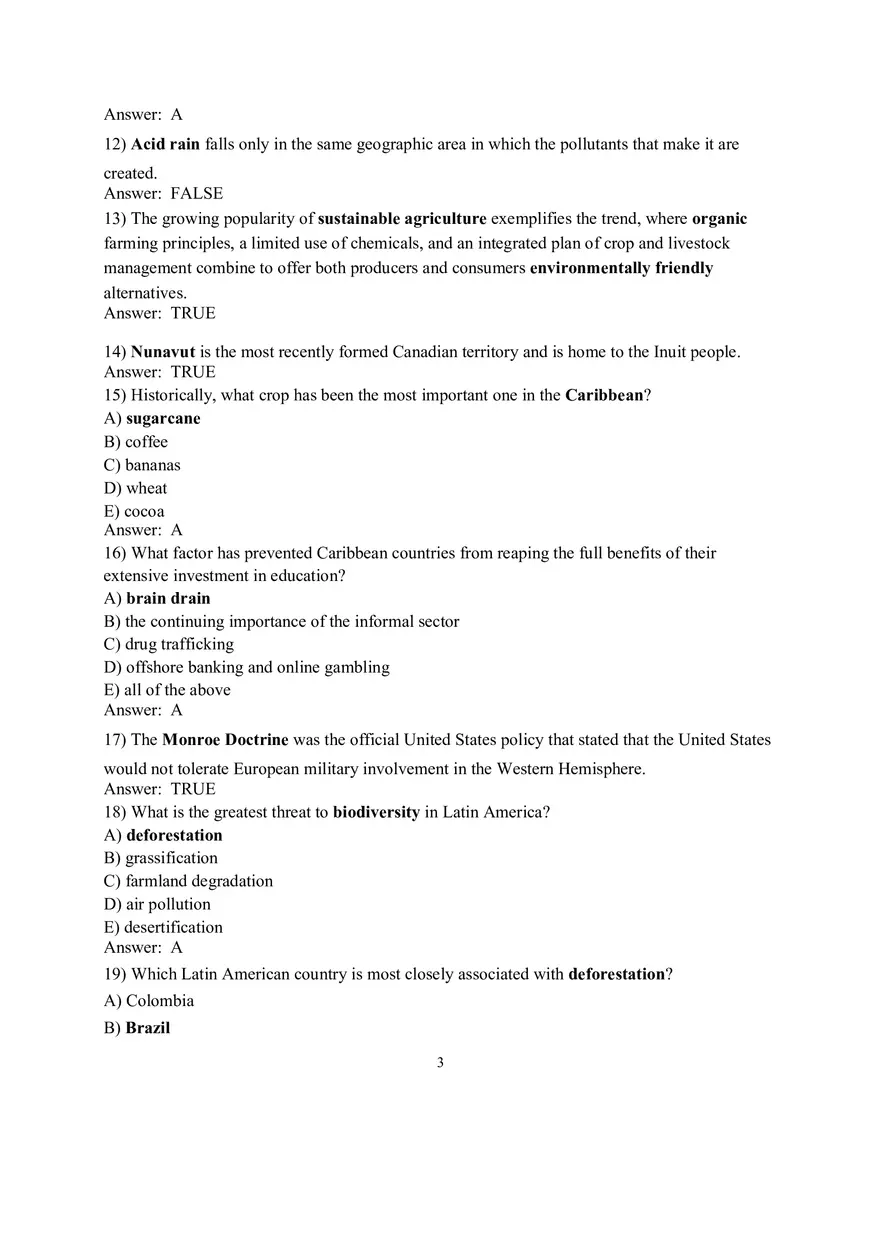 Geography Sample Exam Questions - Page 7