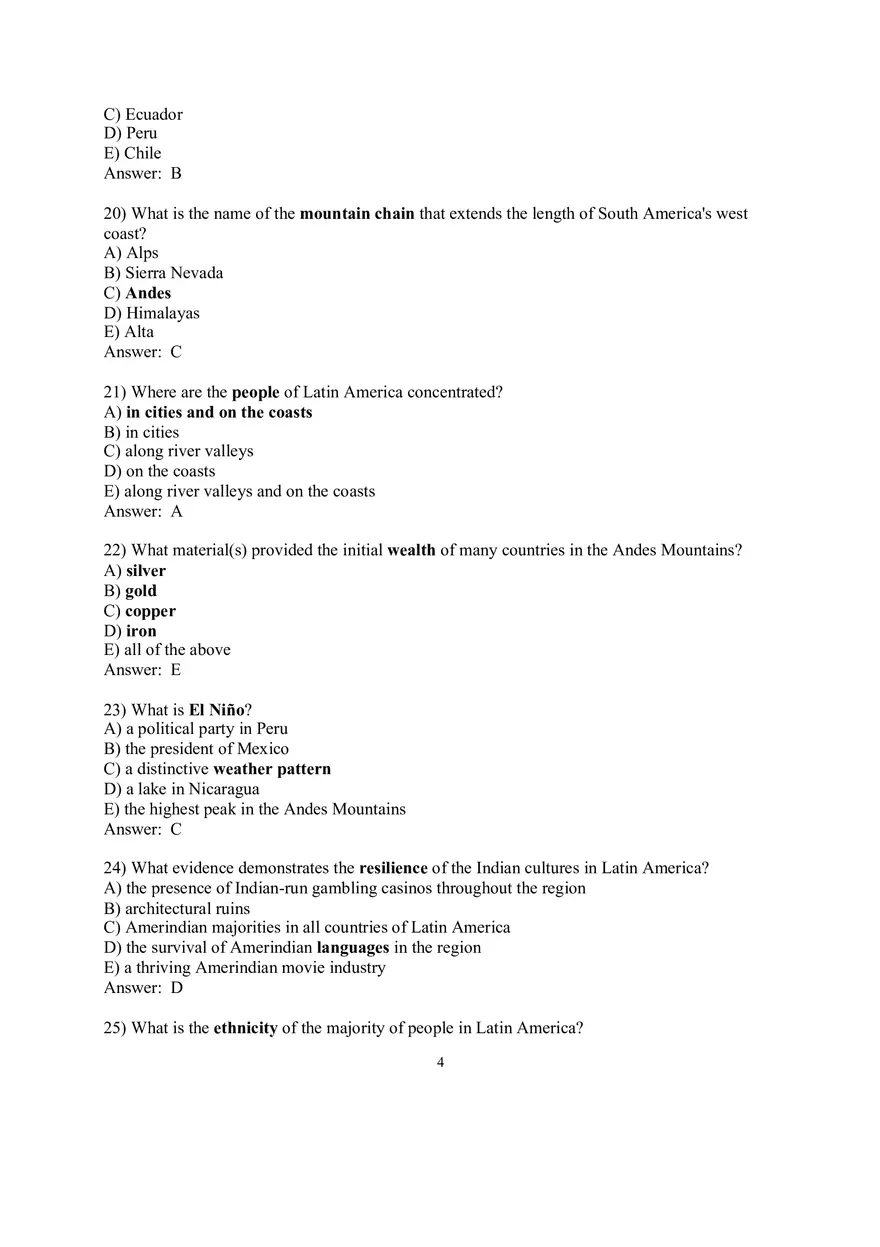 Geography Sample Exam Questions - Page 8