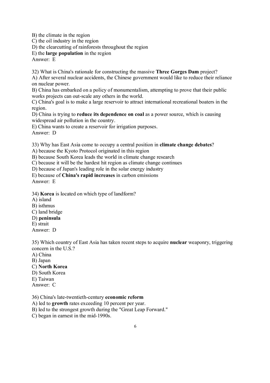 Geography Sample Exam Questions - Page 10