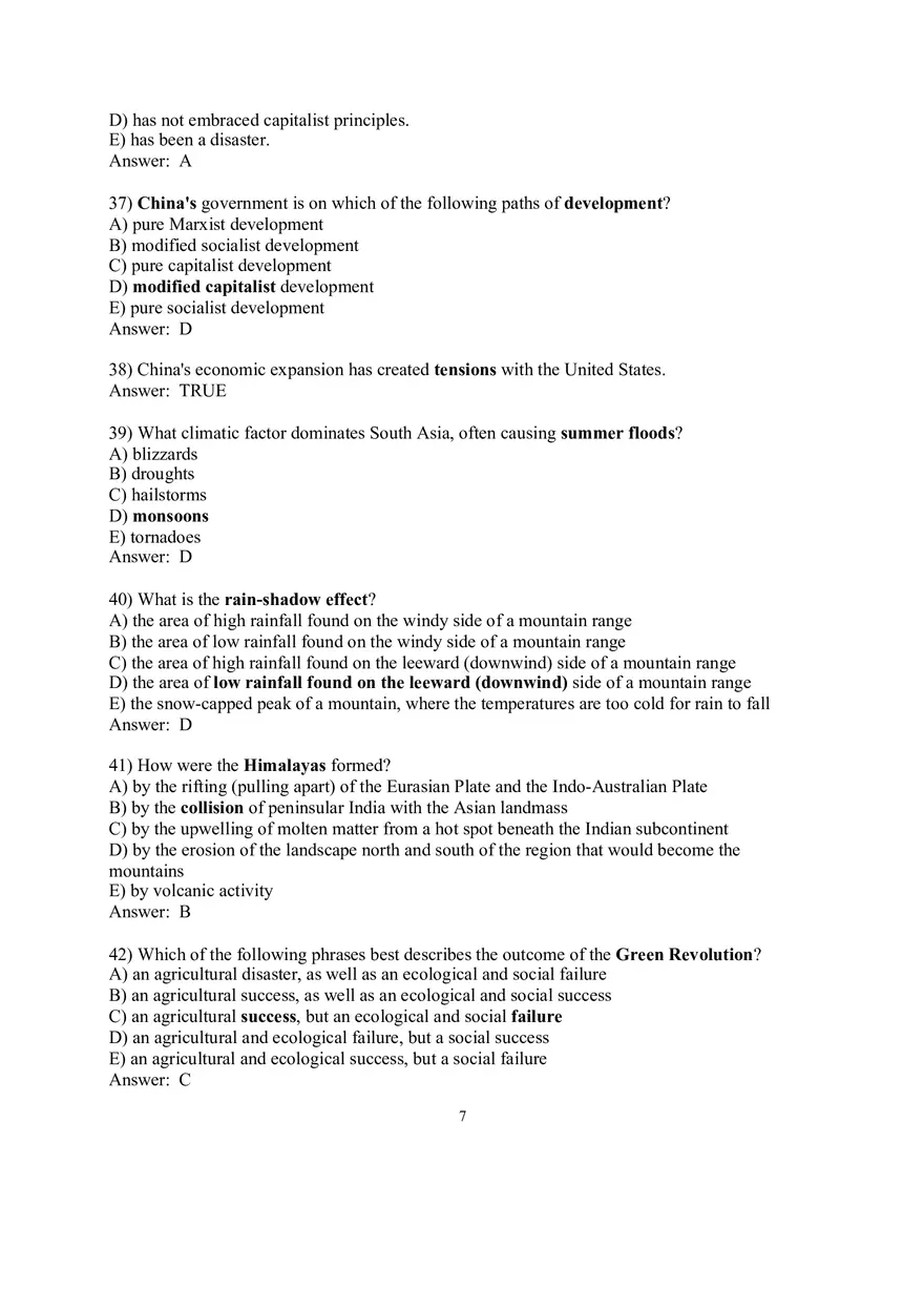 Geography Sample Exam Questions - Page 11