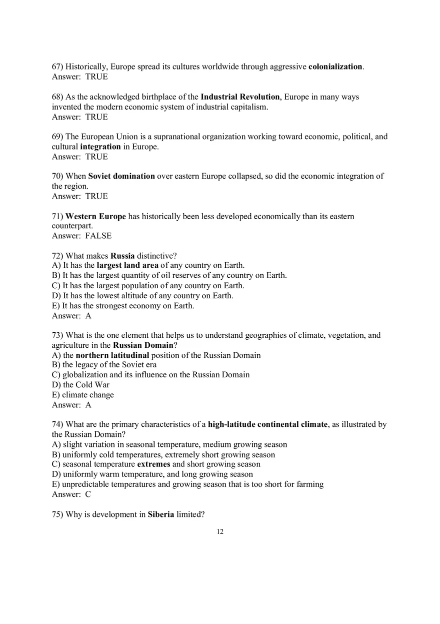 Geography Sample Exam Questions - Page 4